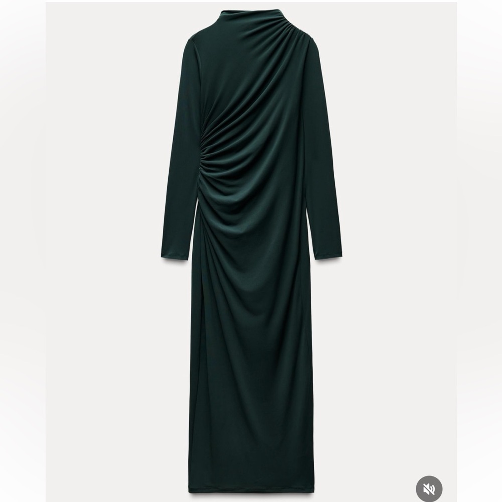 ZARA DRAPED MIDI DRESS - Picture 2 of 4